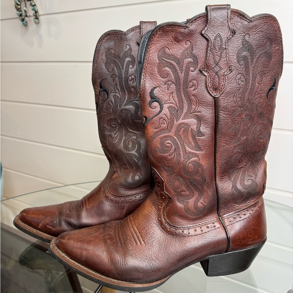 Justin Boots Brown Leather Cowboy Boots – Style L2559 – Size 9B - Picture 1 of 8